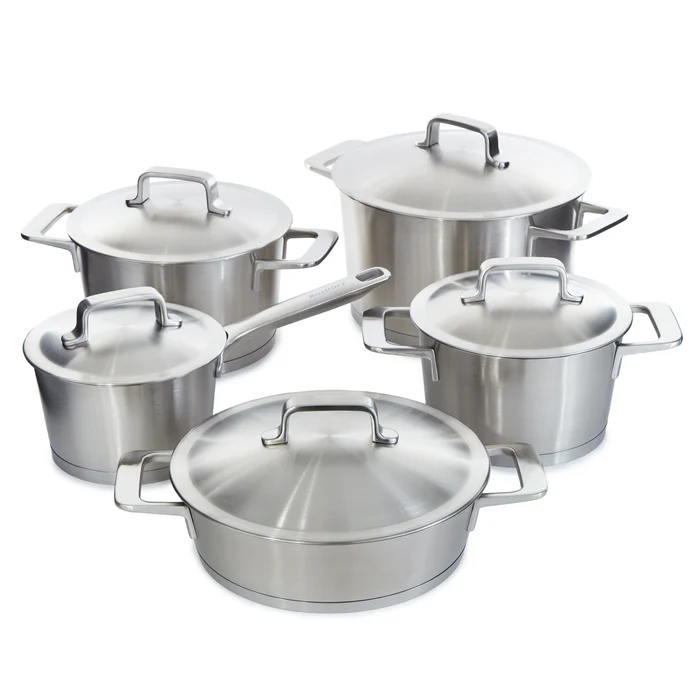 سرویس قابلمه متا برگهف | BergHOFF DiNA Meta 10pc Recycled 18/10 Stainless Steel Cookware Set