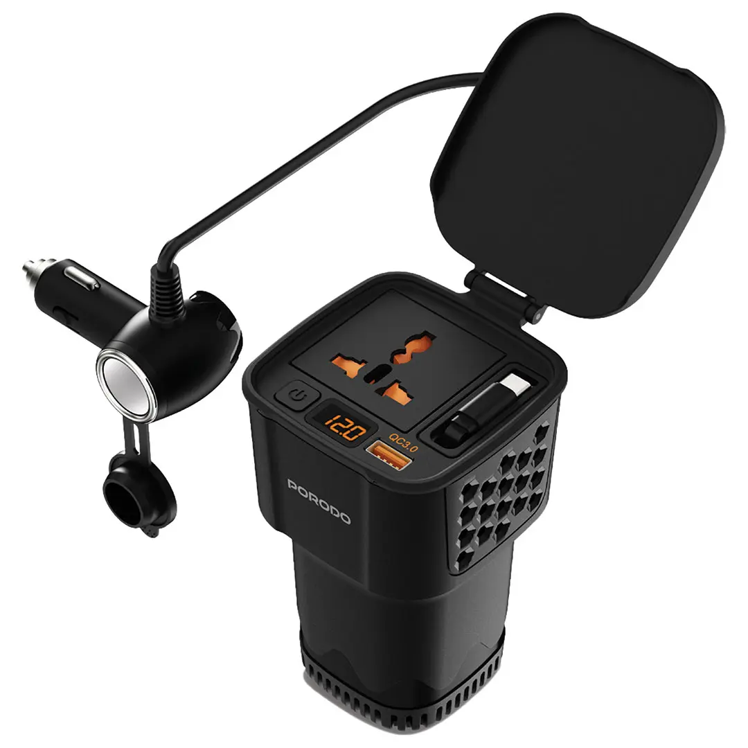 مبدل برق اینورتر 200 وات پرودو مدل Porodo DriveStation Car Power Inverter PDCI103BK