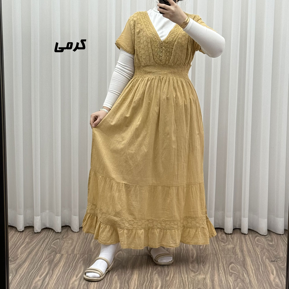 پیراهن ساحلی آستین کوتاه مدل سلن (وارداتی هندی)
