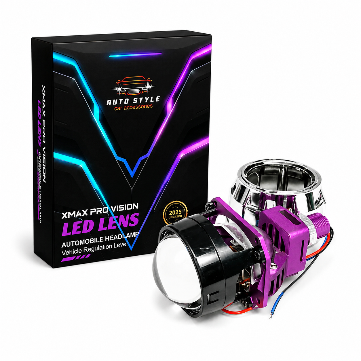 خرید لنز Bi-LED اتو استایل XMAX PRO VISION سایز ۲.۵ اینچ | لنز دبل رفلکتور 45 وات با خط کات دقیق
