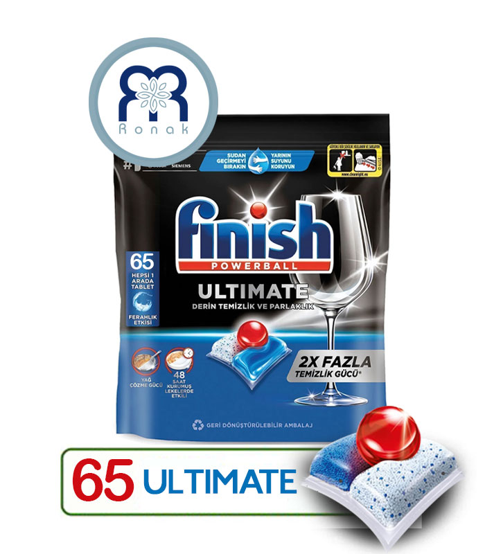 قرص ماشین ظرفشویی Finish مدل ULTIMATE بسته 65 عددی