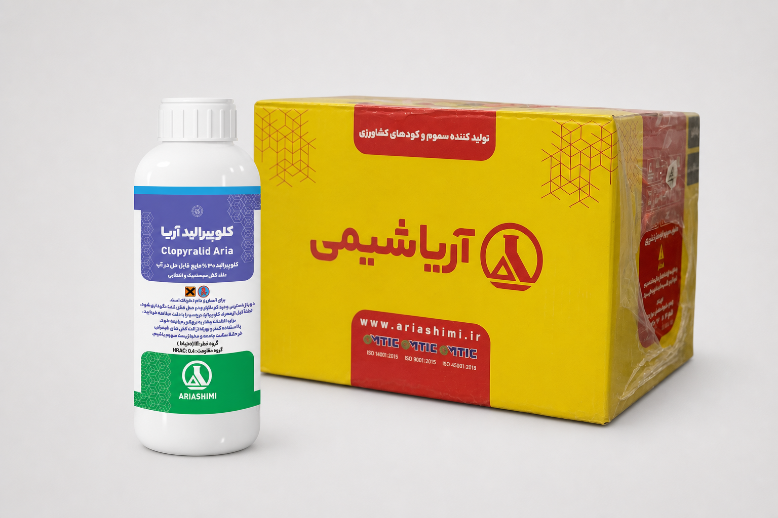 علف کش کلوپیرالید ۳۰٪ SL آریاشیمی – بطری ۱ لیتری (فروش عمده – کارتن ۱۲ عددی)