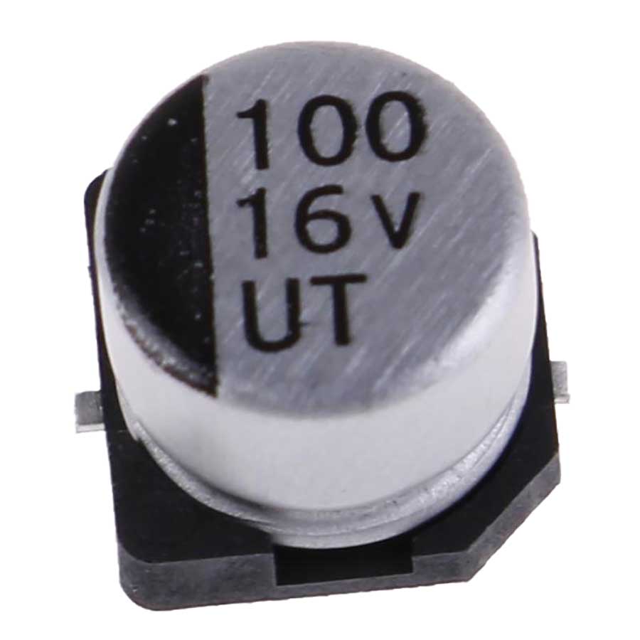خازن الکترولیت 100U 16V SMD(محصول در پک ۲۰ عددی می باشد)