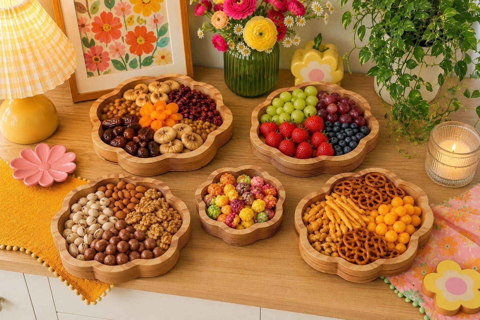 ست ۵تیکه چوبی - گلی