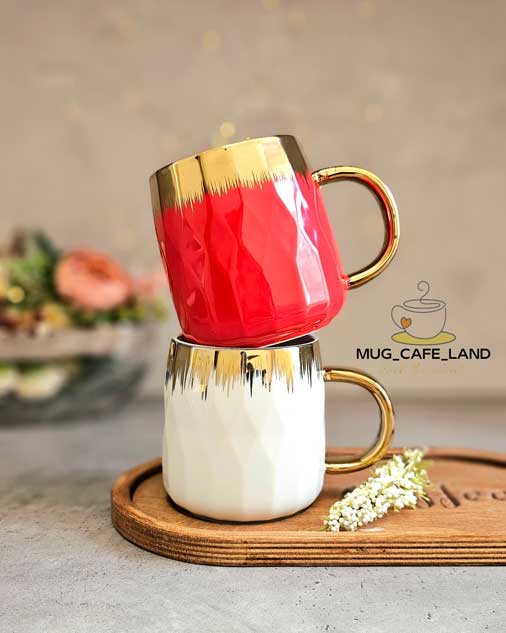 ماگ سرامیکی لبه طلایی