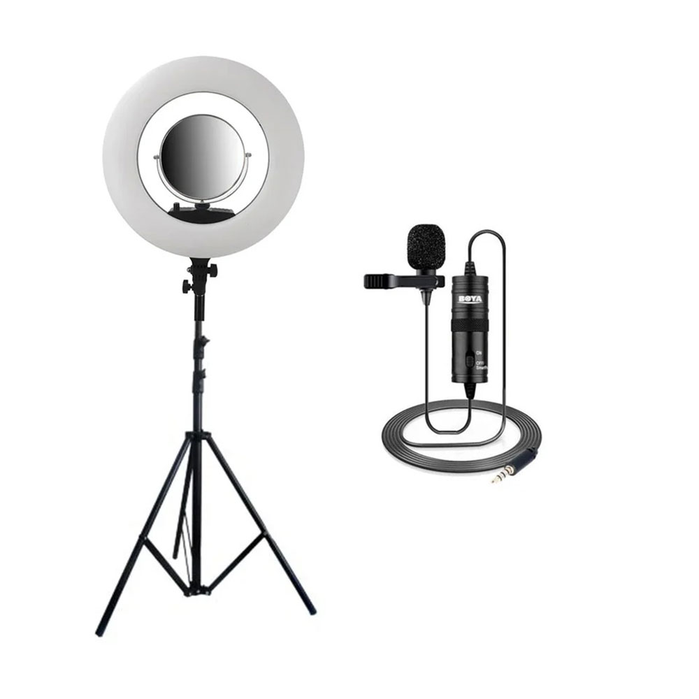 کیت پیشنهادی بلاگری 3 : رینگ لایت SY-3161 II همراه پایه سنگین و میکروفن بیسیم k8