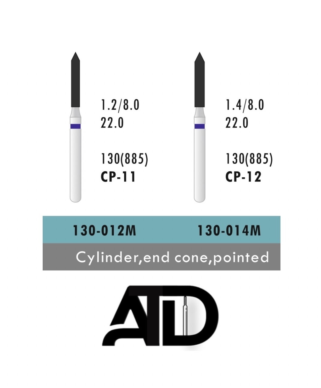 فرز ATD Cylinder End cone Pointed (بسته 5 عددی)