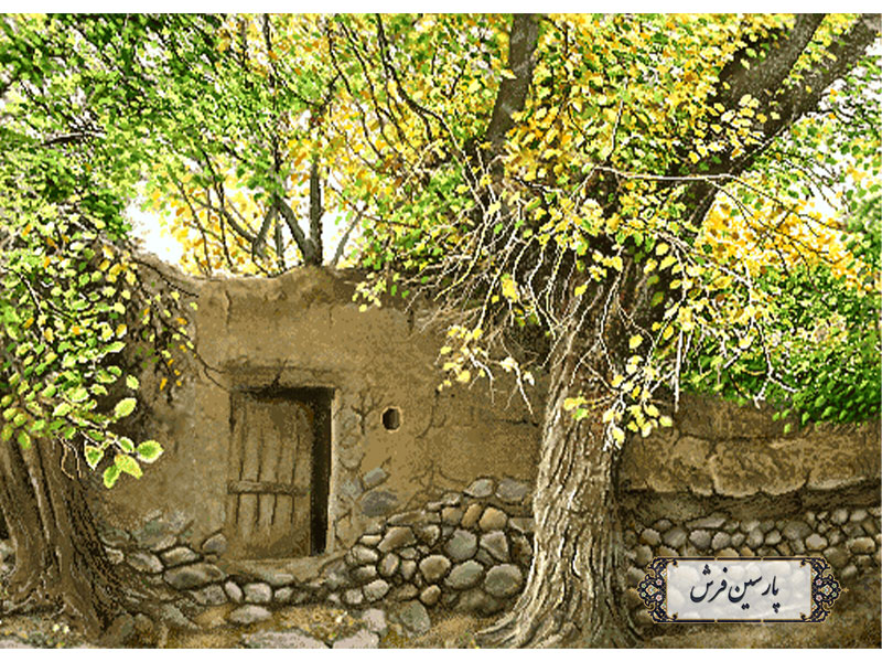 خرید نخ و نقشه تابلو فرش طرح کوچه باغ - کد NV719