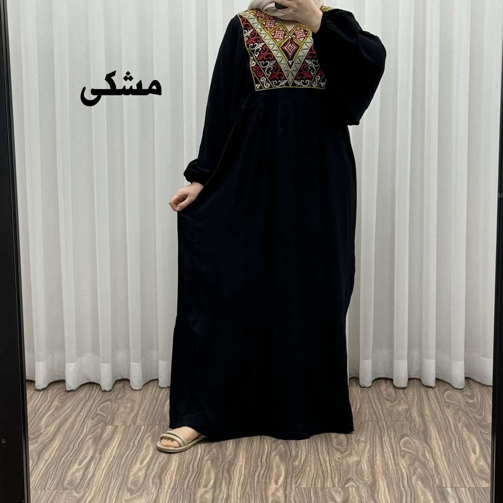 پیراهن نخی گلدوزی مدل شارلوت آستین کیمونو کد 1643