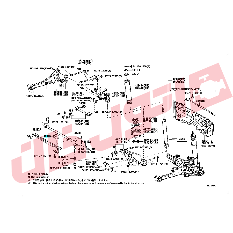 لاستیک چاکدار عقب لکسوس CT200 مدل 2014-2012