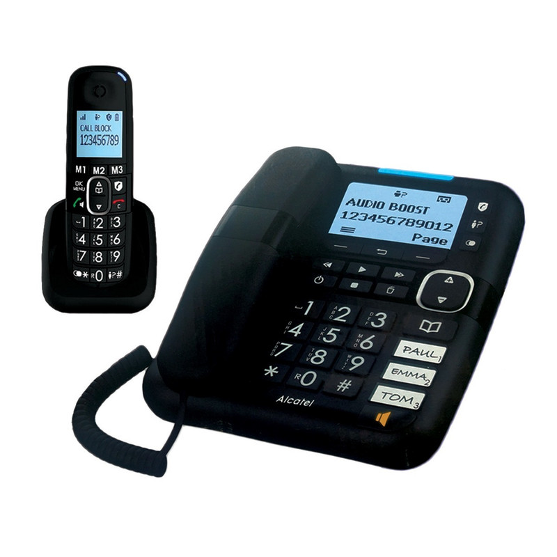 تلفن با سیم آلکاتل مدل XL785 Combo Voice FR به همراه 1 عدد گوشی بی‌ سیم - مشکی