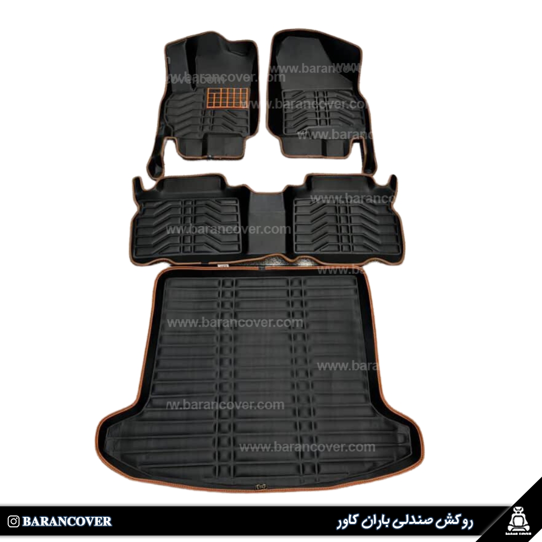 کفپوش و کفی صندوق پنج بعدی تیگو 8 پرو و پرومکس چرم رنگ مشکی نوار مارون