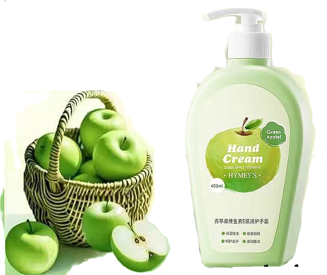 کرم دست و بدن پمپی هایمز با رایحه سیب سبز حجم 400 میلی لیتر اورجینال (Hymes Green Apple Cream 400ml)