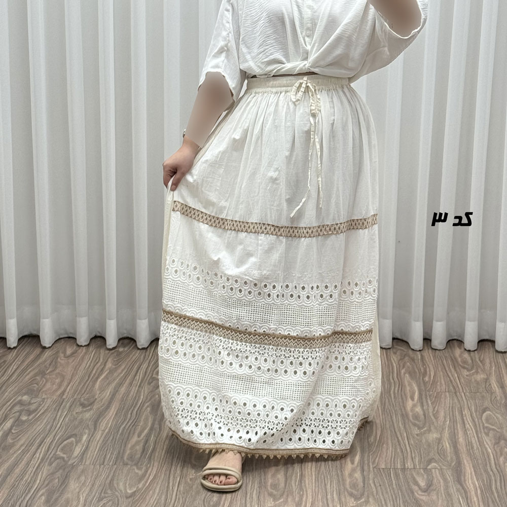 دامن زنانه وارداتی خامه دوزی سلن کم کار کد R1996