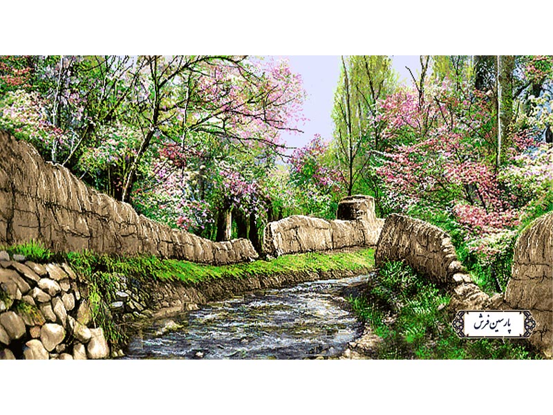 نخ و نقشه تابلو فرش رودخانه در کوچه باغ - کد NV818