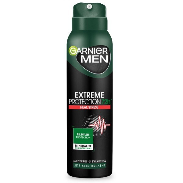 اسپری دئودورانت ۷۲ ساعته گارنیر مدل Mineral Extreme Protection RELENTLESS حجم 150 میل