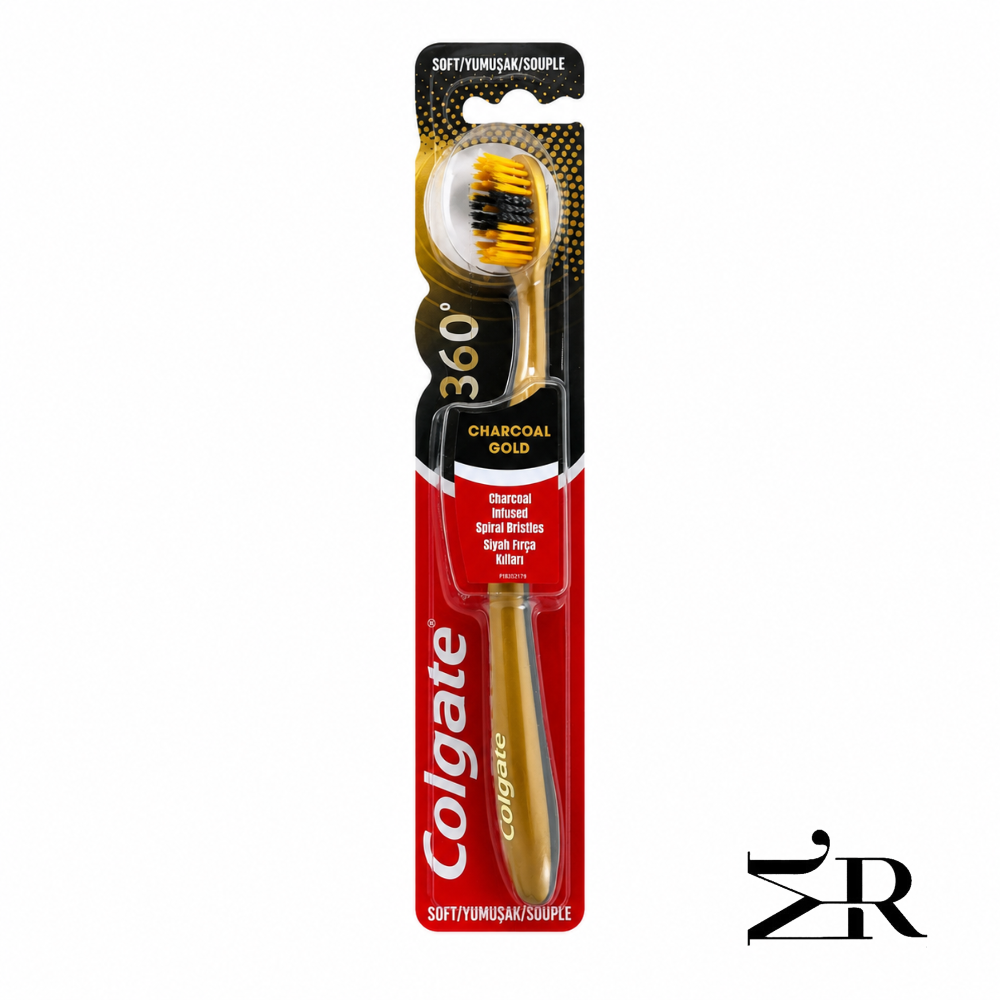 مسواک کلگیت | 360 Charcoal Gold Soft | مسواک ذغالی کلگیت 360 با الیاف نرم