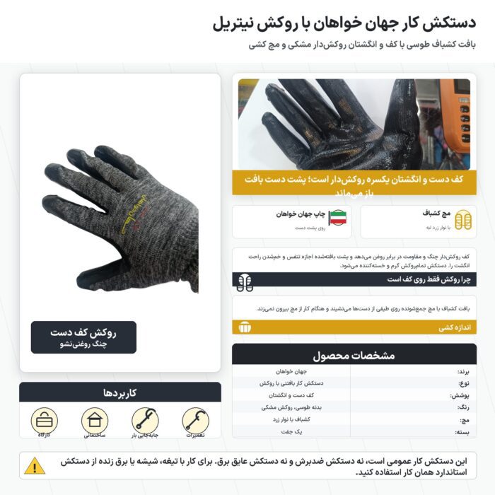 دستکش کار جهان خواهان با روکش کف دست