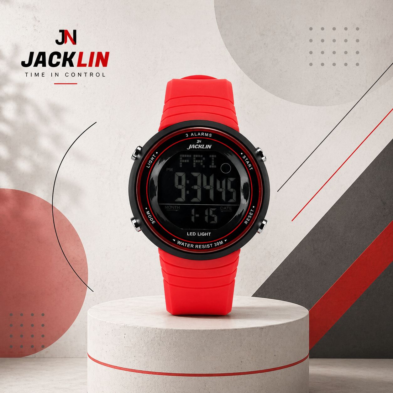 ساعت مچی اسپرت دیجیتال جاکلین قرمز مدل JN-1399506L کد WH334 (p)