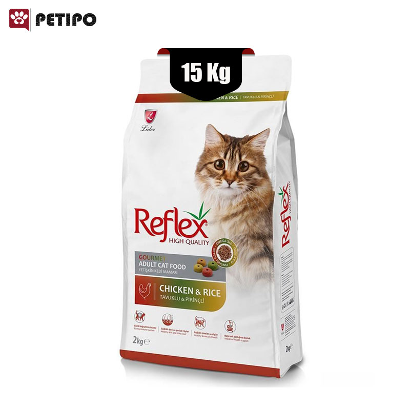 غذای خشک گربه مولتی کالر رفلکس (Reflex High Quality Multi Color Chicken) وزن 15 کیلوگرم