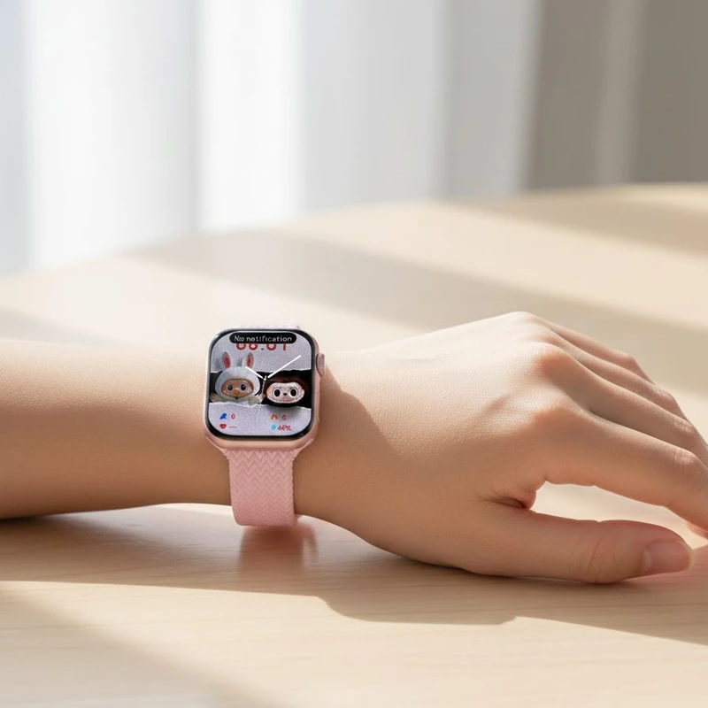 ساعت هوشمند کیکویر مدل KEQIWEAR KW98 Mini به همراه 7 بند - صورتی