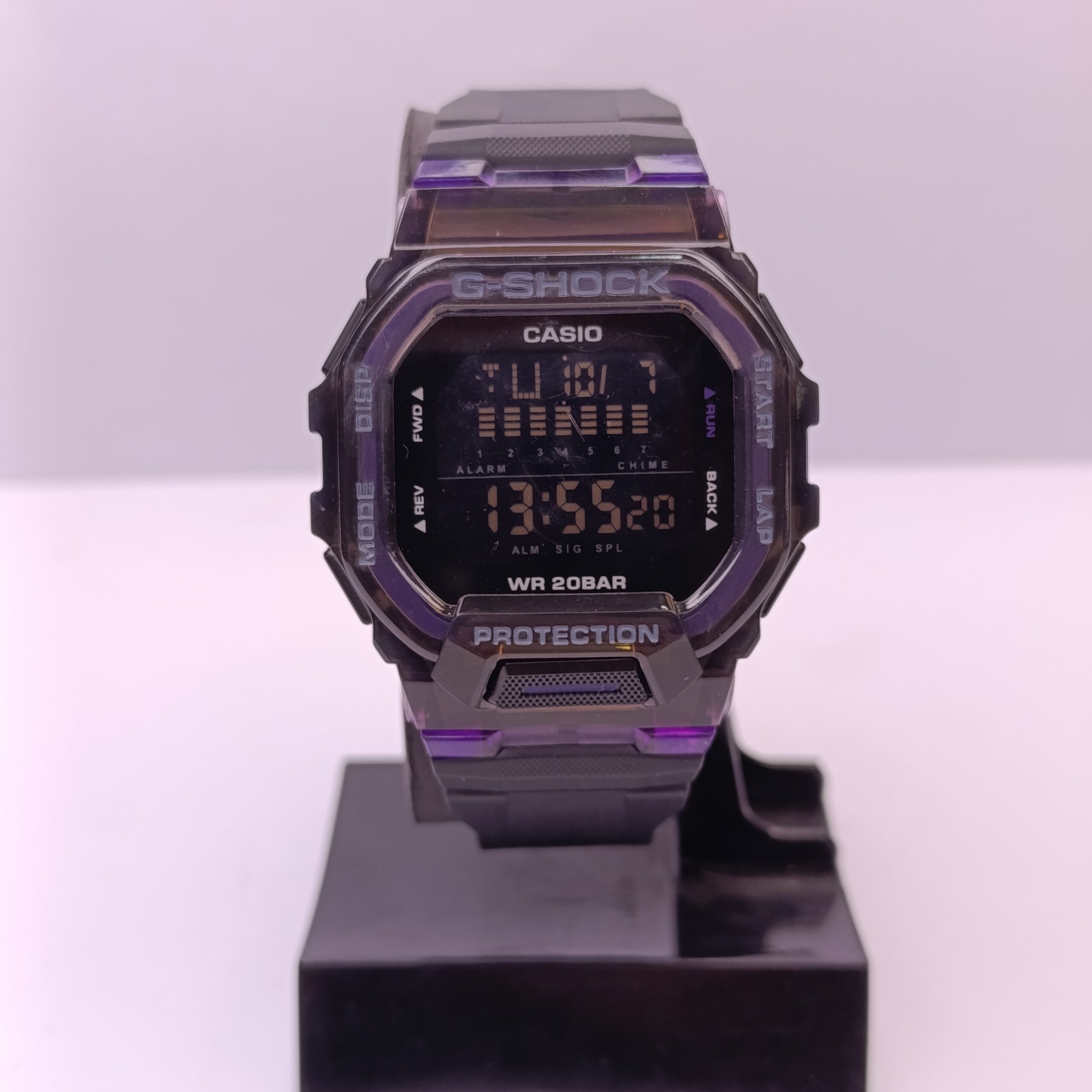 ساعت مردانه کاسیو بندمشکی بنفش مدل G- SHOCK GBD-200SM