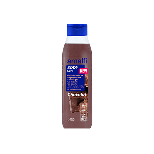 شامپو بدن مدل body care رایحه chocolat برند آمالفی 750 میلی لیتر
