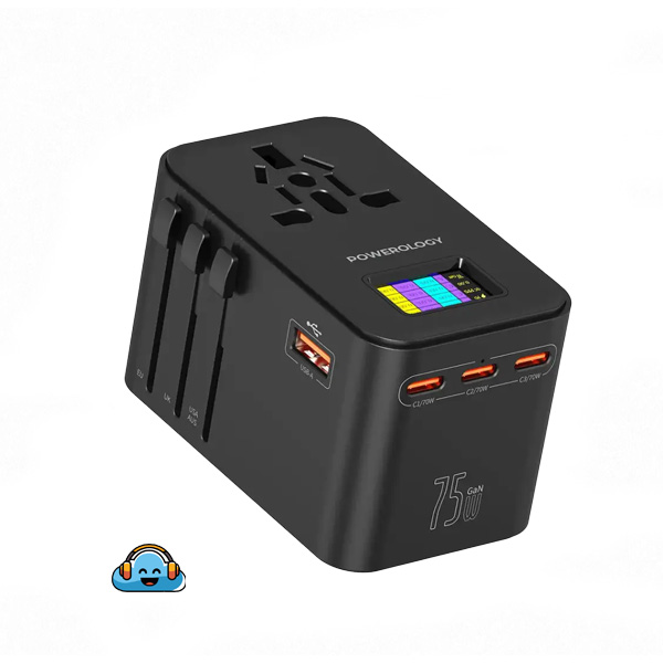 شارژر جهانی پاورولوژی مدل GaN 75W Universal Charger - PWCUQC041
