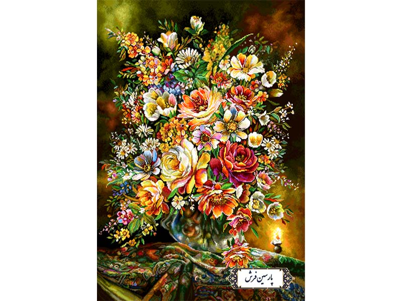 نخ و نقشه تابلو فرش طرح گل شب - کد NG1594