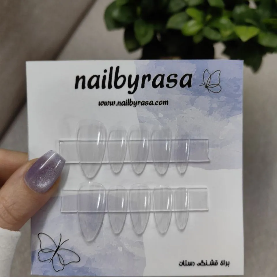ناخن مصنوعی راسا فرم بادومی شیشه ای بی رنگ مدل RSN0470