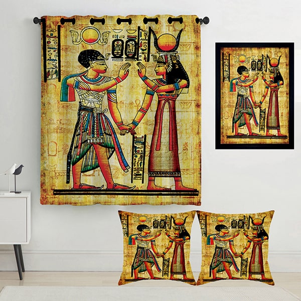 پرده رنس مدل S2-41110 به همراه تابلو و کوسن