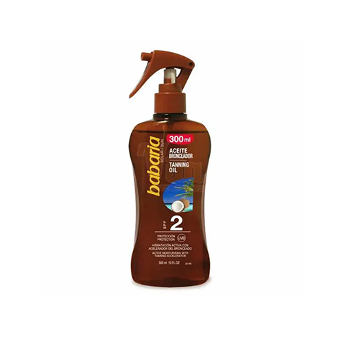 روغن آفتاب و سولار برنزه کننده حاوی spf برند باباریا 300 میلی لیتر