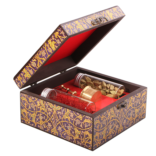 پک کادویی زعفران خاتم چوبی