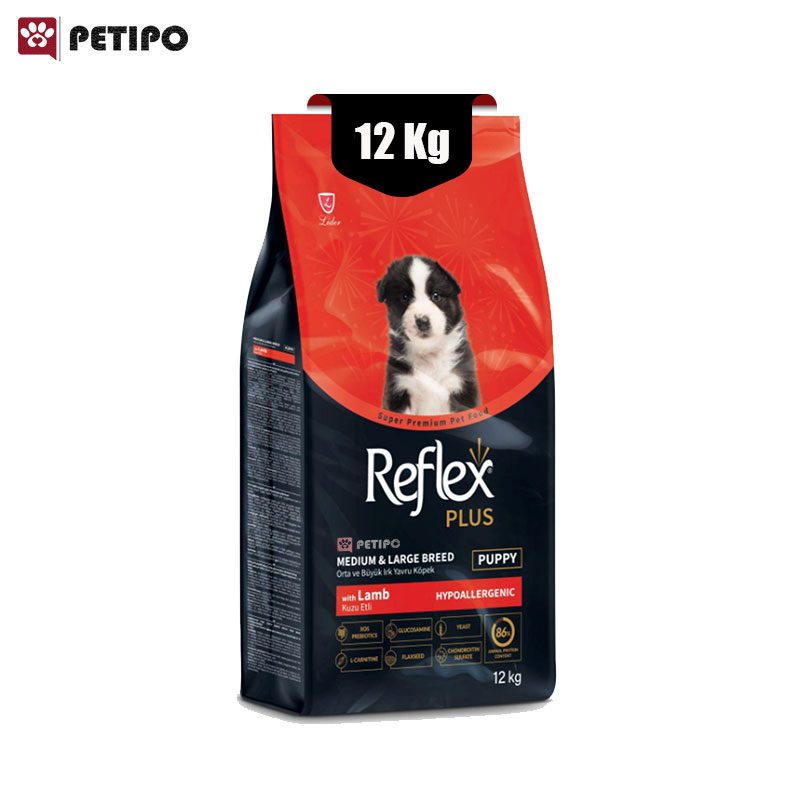 غذای خشک توله سگ نژاد متوسط و بزرگ رفلکس پلاس طعم گوشت بره (Reflex Plus Medium / Large Breed Lamb And Rice) وزن 12 کیلوگرم
