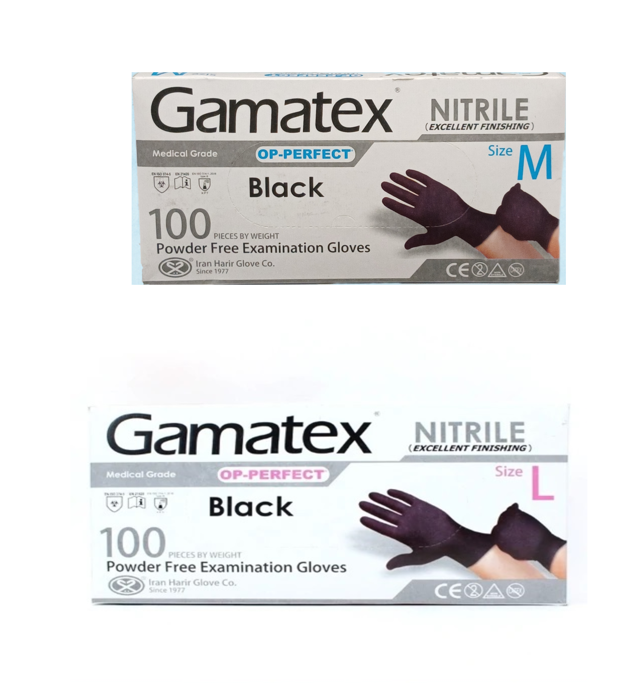 دستکش نیتریل اوپی پرفکت گاماتکس GAMATEX همه سایز S،M،L تعداد 100