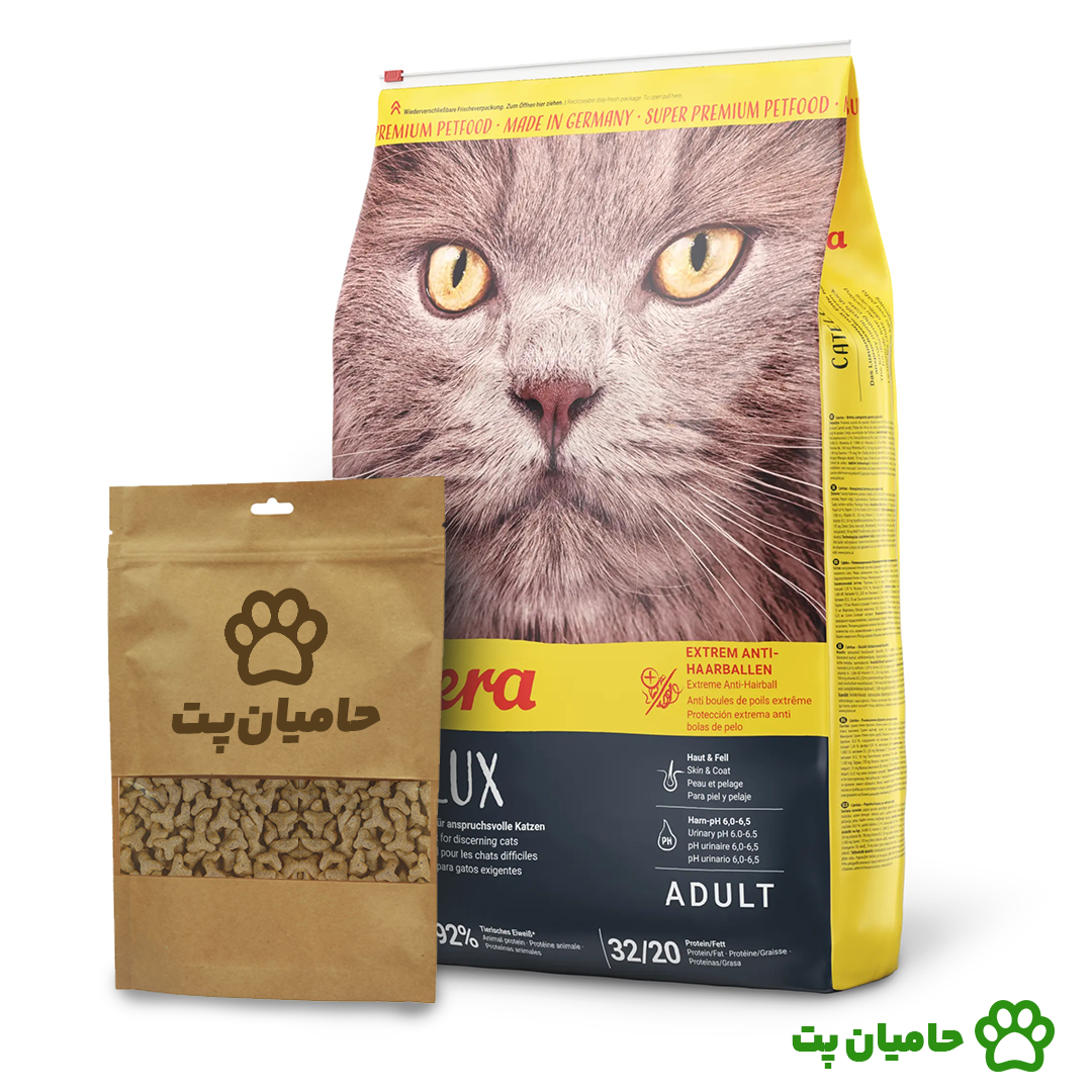 غذای گربه جوسرا کتلوکس Catelux فله ای در بسته بندی زیپ کیپ