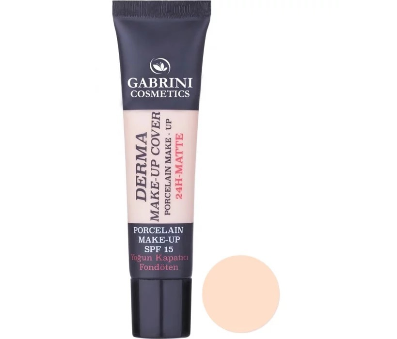 کرم پودر درما گابرینی اصل فول کاور مات 24 ساعته Gabrini Derma spf 15