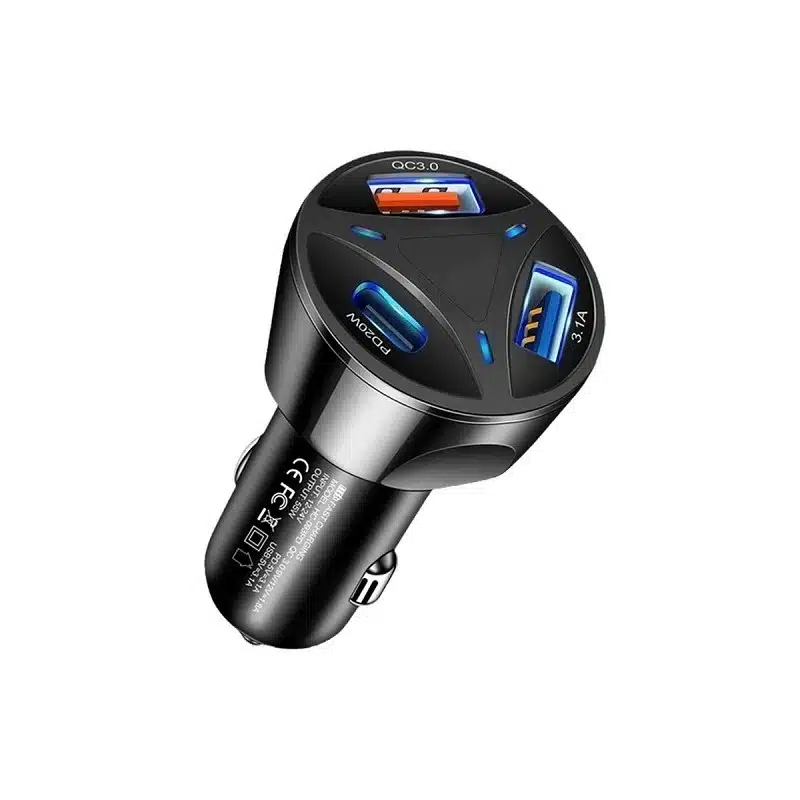شارژر فندکی 55 وات سه پورت مدل MLE-003 به همراه کابل USB-C گارانتی سه ماهه سمبیان