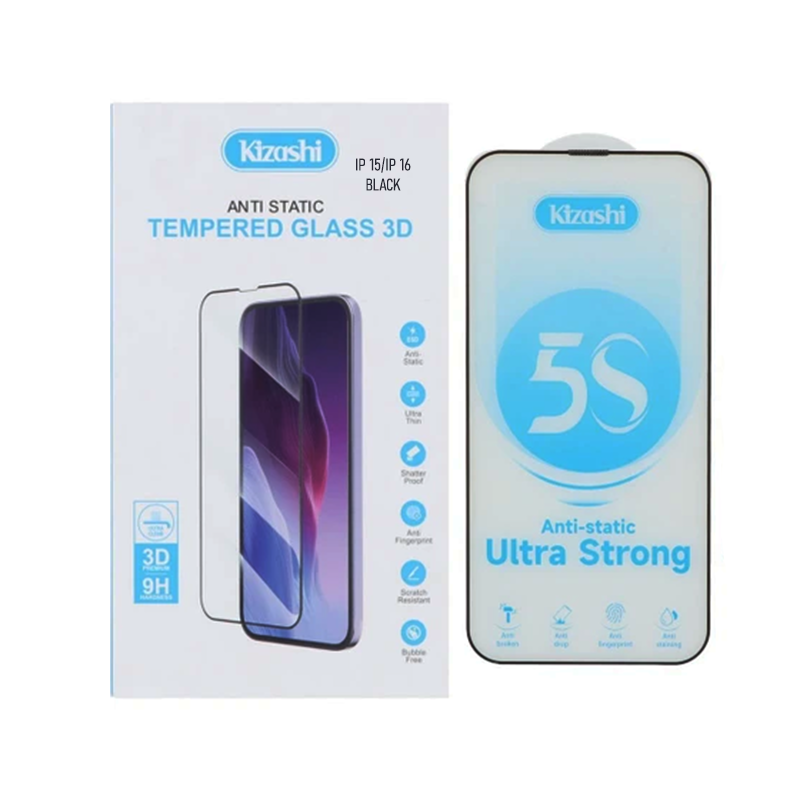گلس محافظ صفحه نمایش کیزاشی Kizashi Anti Static 3D مناسب آیفون 15 / آیفون 16