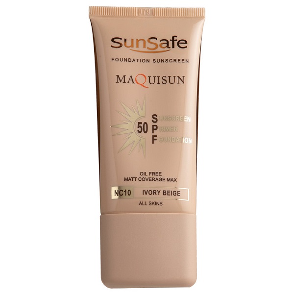 ضد آفتاب کرمپودری بژ عاجی مکی سان SPF50 شماره NC10 سان سیف