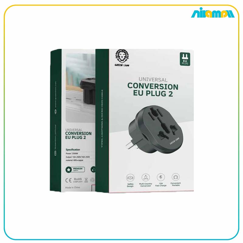 تبدیل 3 به 2 برق گرین لاین مدل Universal Conversion EU Plug 2