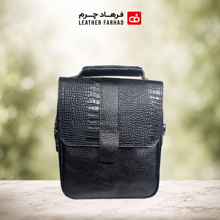 کیف دوشی دسته دار تمام چرم طبیعی مردانه