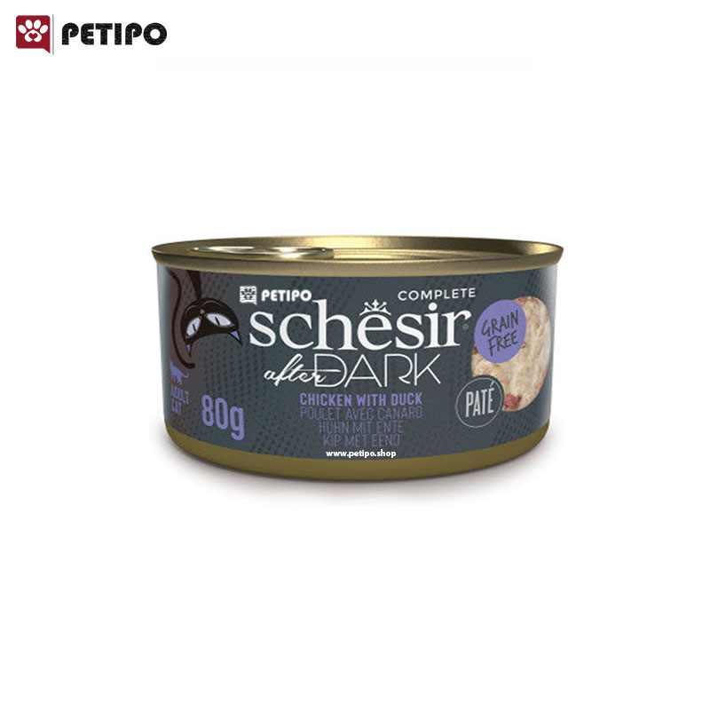 کنسرو گربه پته با طعم مرغ و اردک شسیر (Schesir Dark Chicken and Duck Pate) وزن 80 گرم