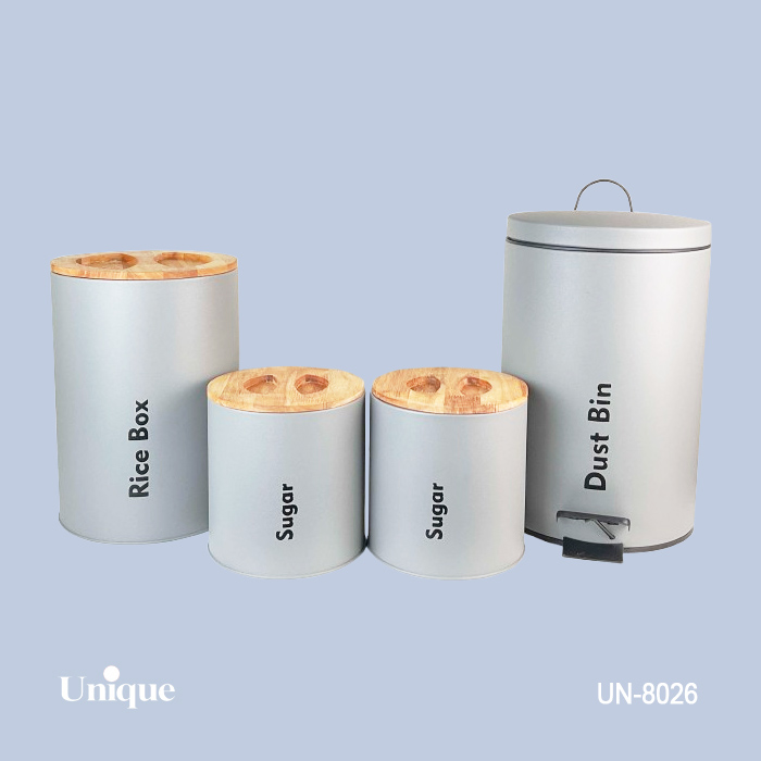 ست 4 پارچه طوسی کمرنگ درب بامبو یونیک کد UN-8026