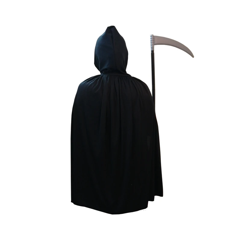 لباس کامل فرشته مرگ (Grim Reaper) - کاستوم حرفه‌ای هالووین با شنل و عصای سه تکه مشکی