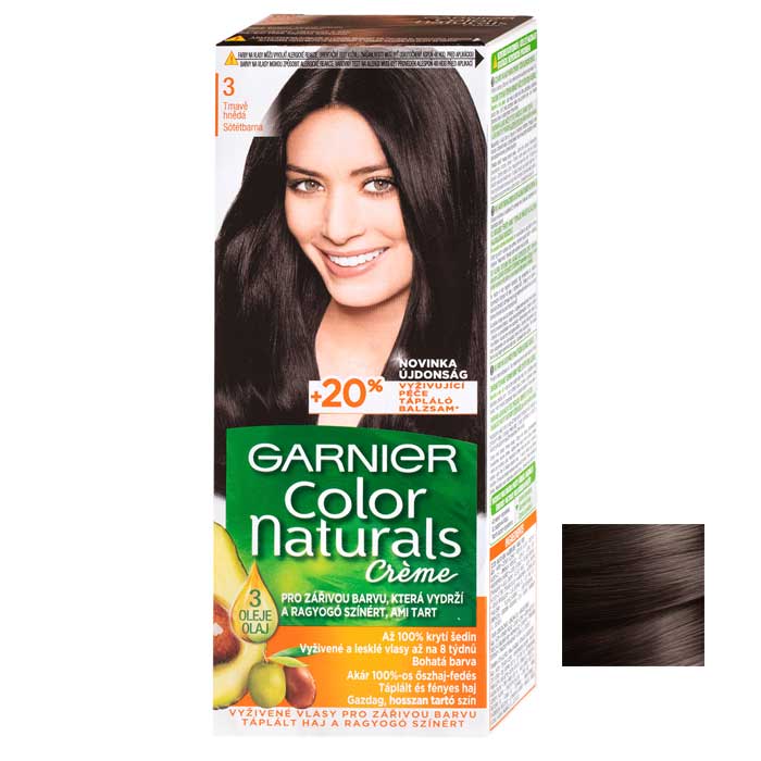 رنگ مو گارنیه شماره 3 قهوه ای تیره مدل Color Naturals