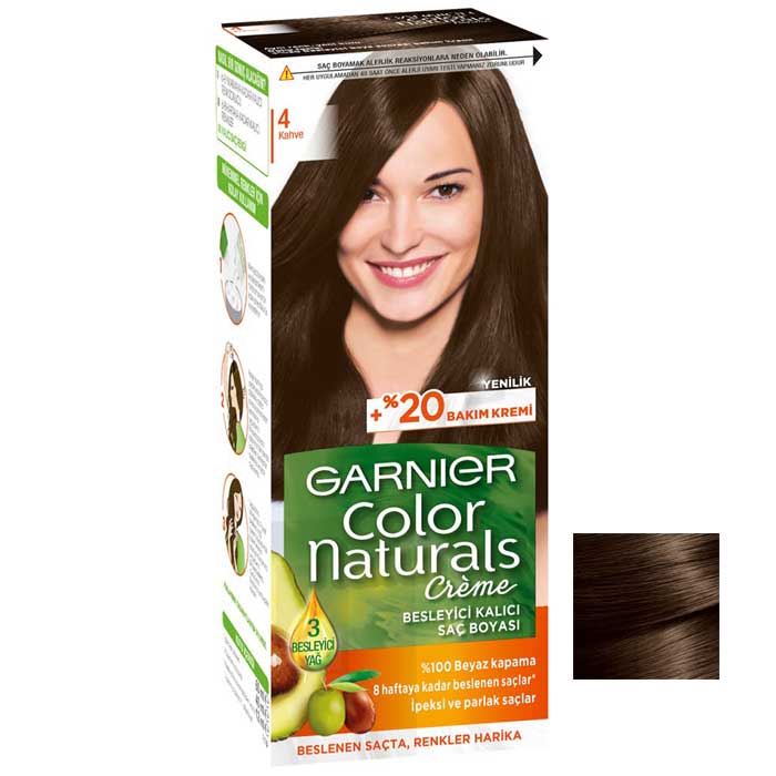 رنگ مو گارنیه شماره 4 قهوه ای متوسط مدل Color Naturals