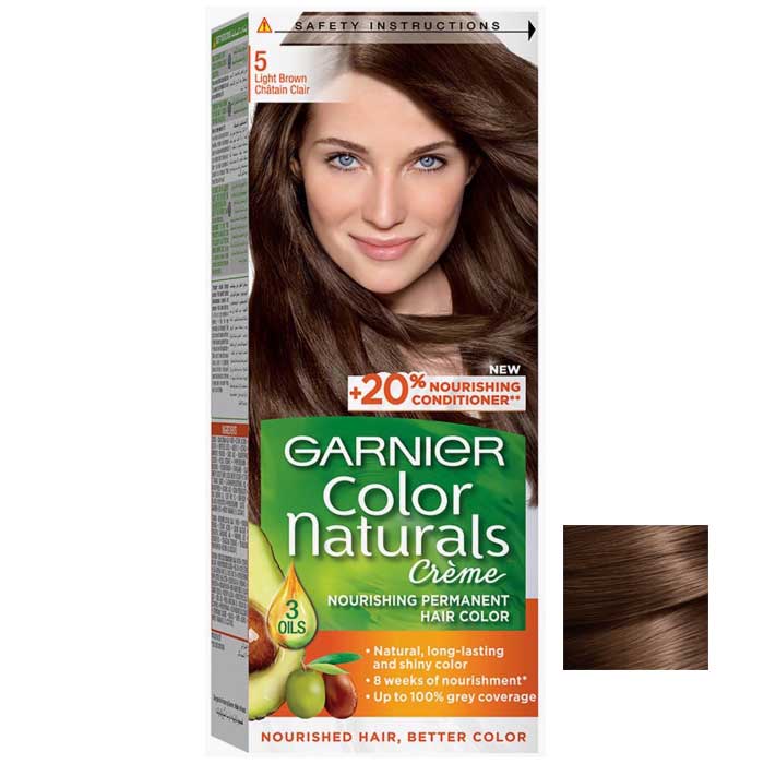 رنگ مو گارنیه شماره 5 قهوه ای روشن مدل Color Naturals
