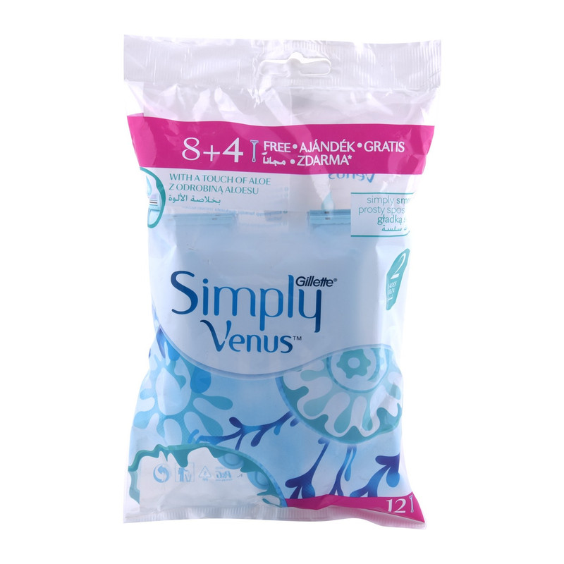 تیغ ژیلت مدل ونوس 2 لبه Gillette Simply Venus بسته 12 عددی