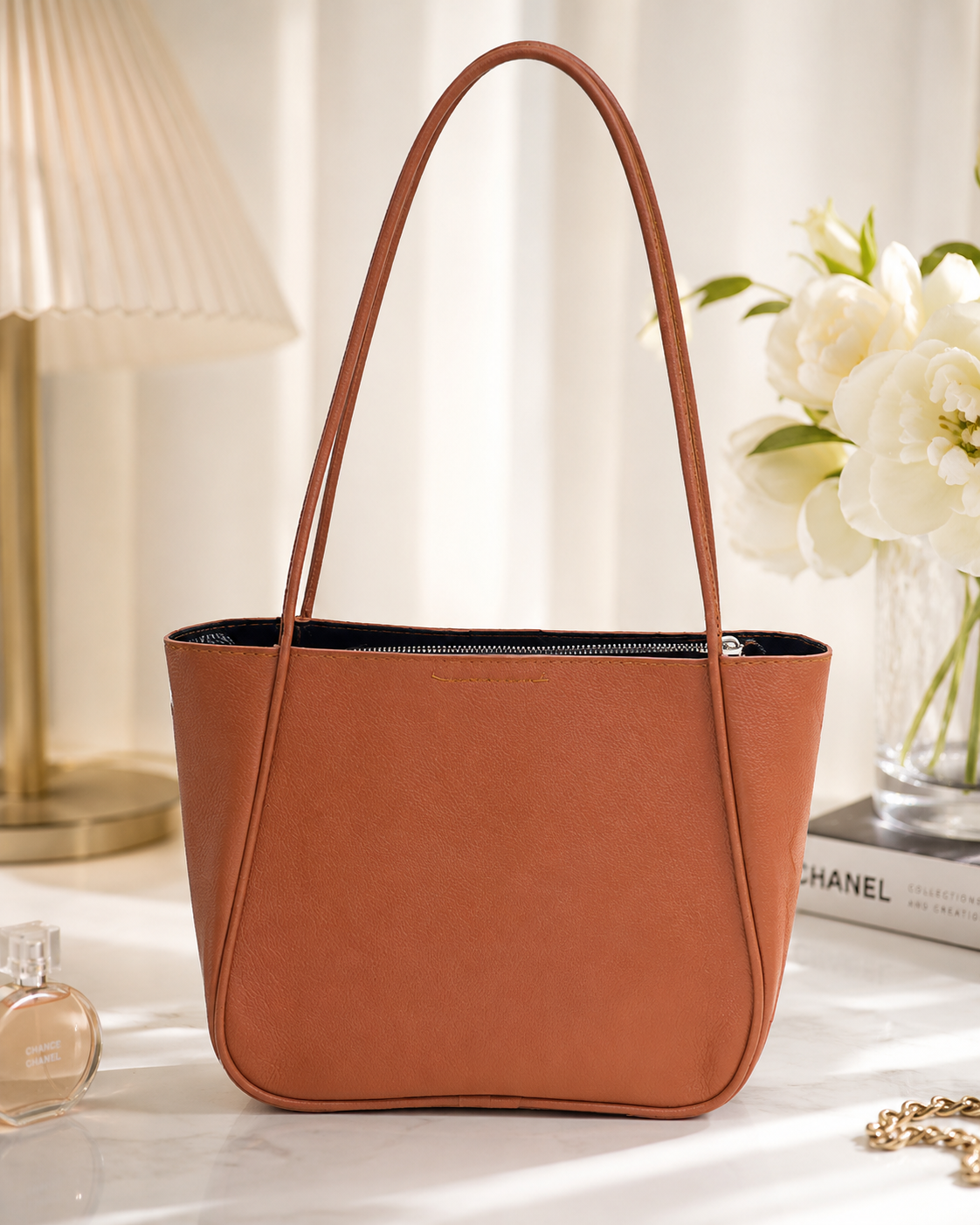 کیف دوشی بزرگ (Tote Bag) - رنگ قهوه ای (تراکوتا)
